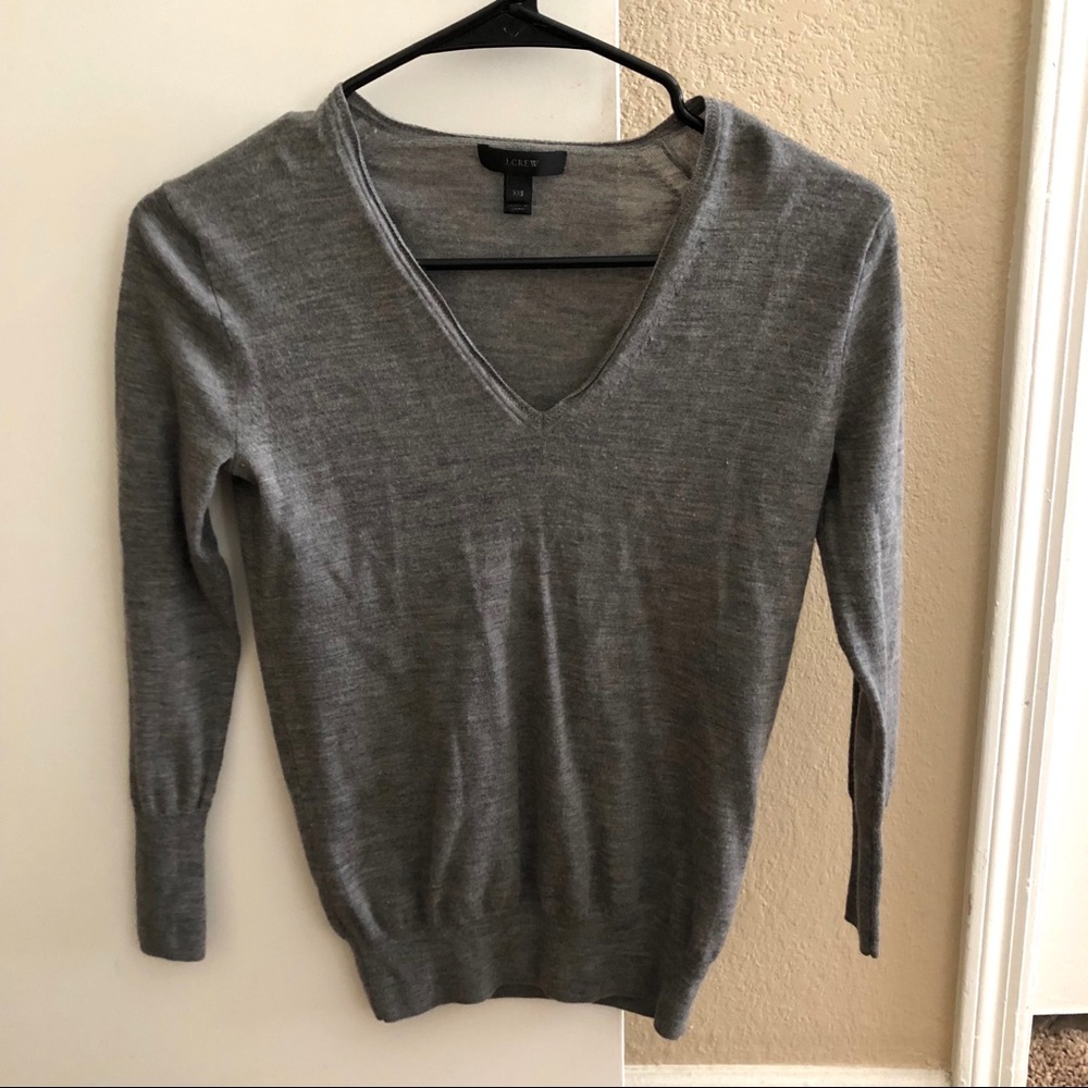 J crew 3/4 sleeve XXS gray wool pullover